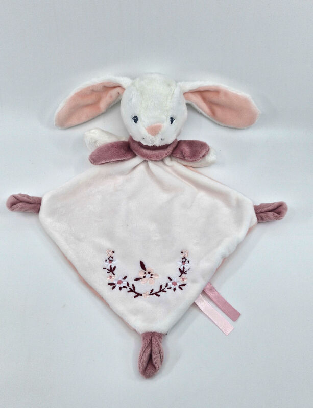  - lapin rose blanc fleur 25 cm 